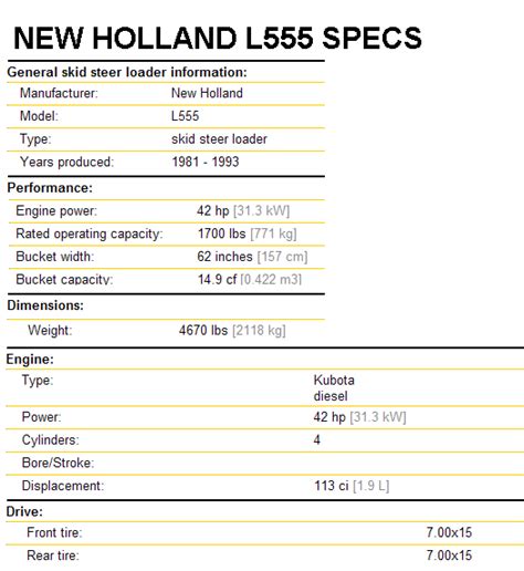 l555 skid steer specs|new holland l555 attachments.